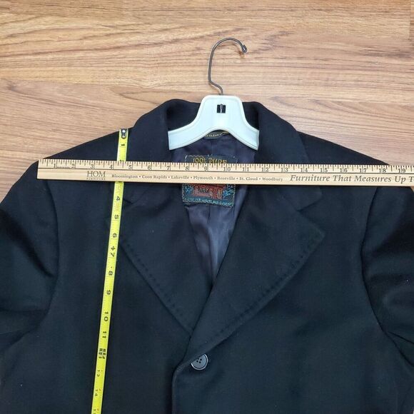 Vintage 100% Pure Cashmere Car Top Coat Mens 44" Chest Large Long Black Lined - Picture 13 of 15